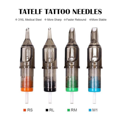 TATELF Tattoo Cartridge Needles 50pcs Professional Disposable Tattoo Needles Cartridges Round Liner Mixed 3RL 5RL 7RL 9RL 11RL for Rotary Pen Machine Tattoo Supplies(12# RL)