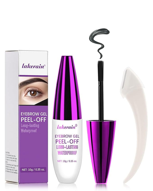 Easy Peel Off Eyebrow Gel Kit, 2 Pcs Black Tattoo Eyebrow Gel Easy Peel Off with Brow Razor, Long-Lasting Waterproof Sweatproof Eye Brows Tinting Kit for Women, Tinted Brow Glue for All Skin Types-01#
