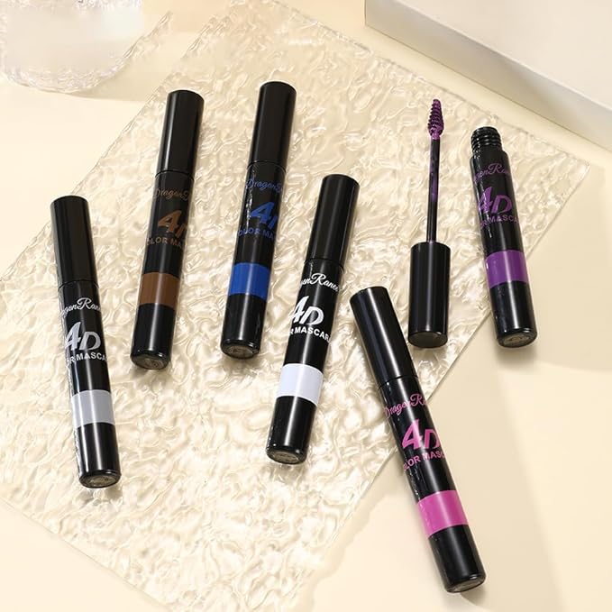 Blue 4D Colored Waterproof Mascara For Curling Eyelashes, Long Lasting Quick Dry Volumizing & Lengthening Mascara, Liquid Mascara Eye Makeup for Women, Lightweight Feel, Fast-Drying, 04