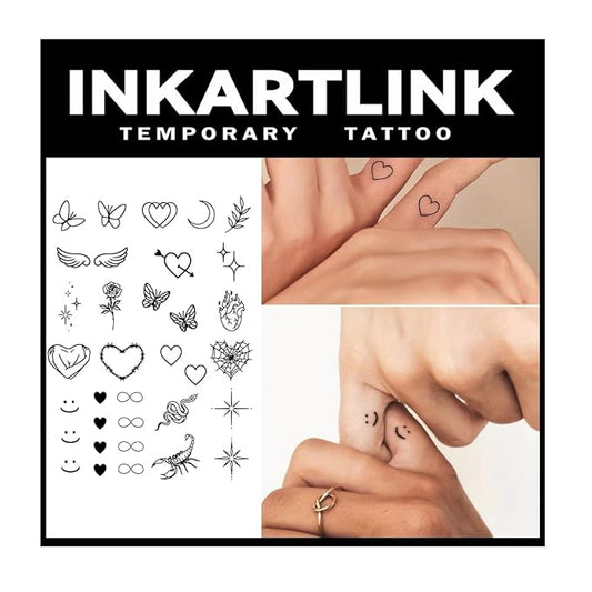 Tattoo Tech, 2 Sheets Medium Semi Permanent Tattoo, Adult Art Design Temporary Tattoos, Lasts 1-2 Weeks, Waterproof, Realistic Look, No Adhesive, No Reflection (Butterflies and Love)