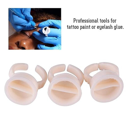 HURRISE 100pcs Cup Rings, Silicone Semi-Permanent Rings, Nail Art Adhesive Glue Holders, Palette for Eyelash Extension, Nail Art, Tattoo (L)