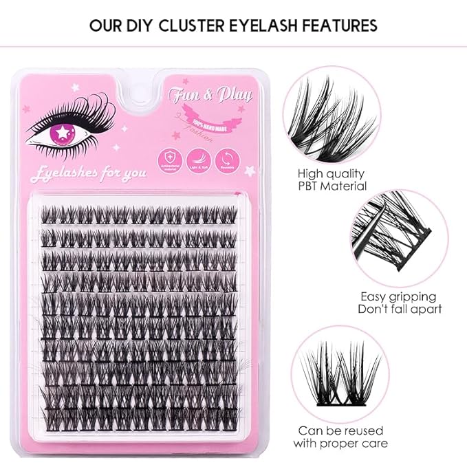 Eyelash Clusters -Wispy Lash Clusters, Individual Lashes, Mixed Lash Clusters, False Eyelash Extensions, DIY Lash Extension for Self Application (FD10-4 C-Curl 0.05D 70D 110PCS 10-14mm Mix)