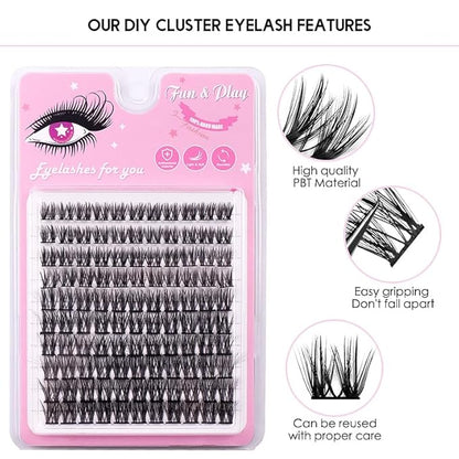 Eyelash Clusters -Wispy Lash Clusters, Individual Lashes, Mixed Lash Clusters, False Eyelash Extensions, DIY Lash Extension for Self Application (FD10-4 C-Curl 0.05D 70D 110PCS 10-14mm Mix)