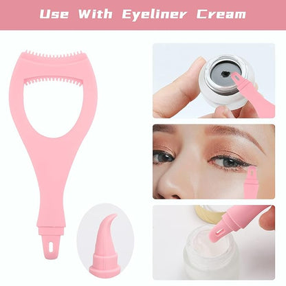Tbestmax 2 in 1 Mascara Eyeliner Guard, Silicone Mascara Lash Shield Applicator, Eyelash Comb Pink 2 Pcs