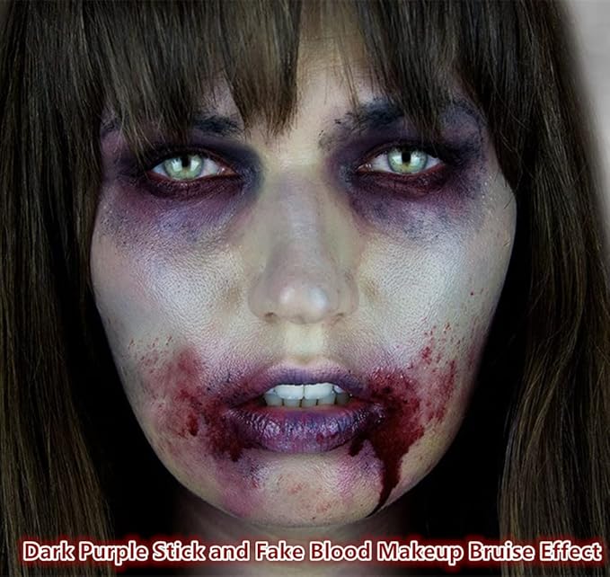 Go Ho Makeup Deep Purple Cream-Blendable Stick-Purple Eye Black Face Body Paint Professional SFX Makeup Ursula Face Paint,Baseball Face Paint Stick,Safe Facepaint Nose&Lip Smacking for Halloween