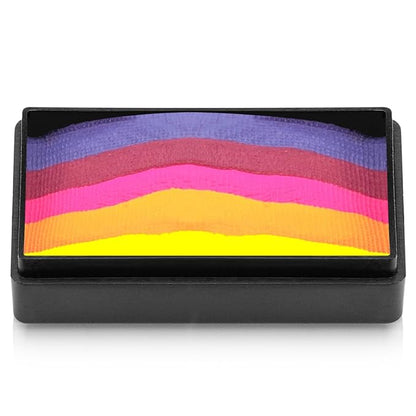 Kraze FX Dome Stroke - Royal Sunset (25 gm), Water Activated, Professional UV Glow Blacklight Reactive Face and Body Painting Rainbow Cakes, Hypoallergenic, Safe, 1-Stroke Split Cake