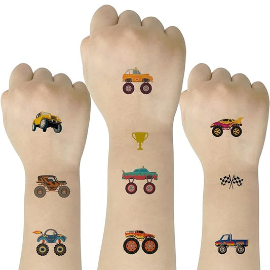 (Pack of 10 Sheets) Racing Car Waterproof Temporary Tattoo Stickers for Kids Boys and Girls, Party Favors Decorations
