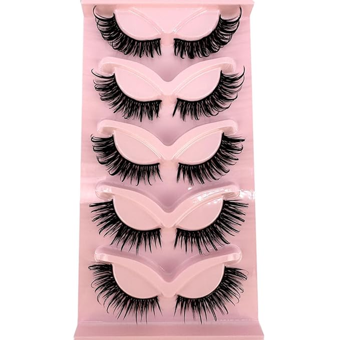 HBZGTLAD New 3D Cat-Eye Mink Eyelashes Curled Winged Natural Realistic Messy End Eye Elongated Thick False Eyelashes Soft Fake Eyelashes (022)