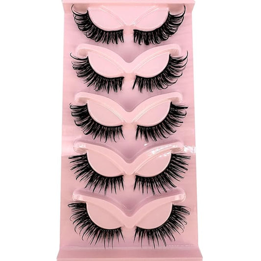 HBZGTLAD New 3D Cat-Eye Mink Eyelashes Curled Winged Natural Realistic Messy End Eye Elongated Thick False Eyelashes Soft Fake Eyelashes (022)