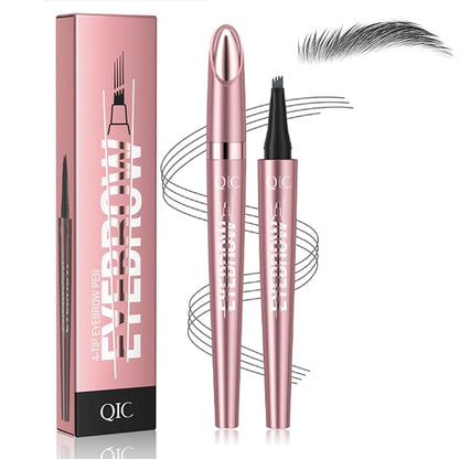 3D Waterproof Microblading Eyebrow Pen,Micro 4 Point Eyebrow Pencil for Women Brown, Long-lasting Natural Smudge-proof Precision Magical Microblade Brow pen (3# Gray)