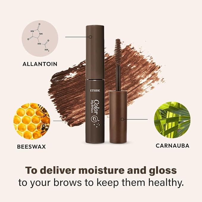 ETUDE Color My Brows Big Size - Natural Brown (9g) | Beeswax & Carnauba Wax | Eyebrow Mascara, Quickly Fixing Natural Eyebrow Makeup with Care Effect | Korean Makeup, Kbeauty