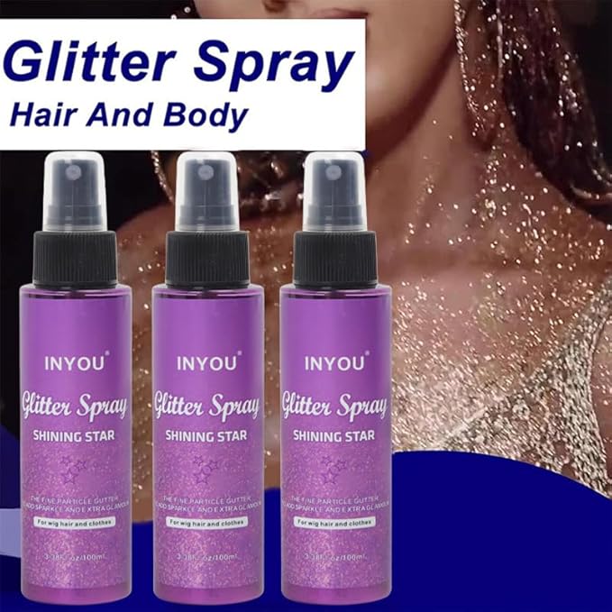 Glitter Spray for Body, Hair & Face - Washable & Non-Toxic, Ideal for Halloween, Parties, Festivals, and DIY Crafts - Quick-Dry, Vegan, and Eco-Friendly 3.38 Fl Oz