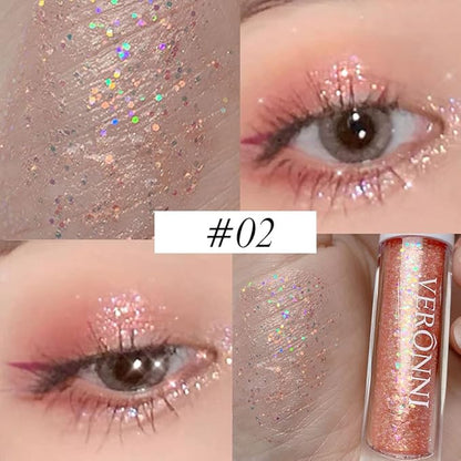Sparkle Liquid Eyeshadow Kit 2 Colors Quickly Drying Glitter Liquid Eyeshadow Makeup Shimmer Liquid Eyeliner Waterproof Long Lasting Shiny Sequins Chunky Eye Shadow for Face & Body(#02#04)