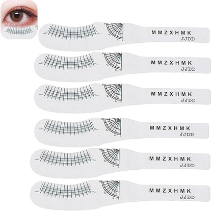 6 Pcs Eyebrow Ruler, Disposable Eyelash Measuring Ruler Eyelash Stencils Ruler Eyelashes Length Curling Degree Ruler Professional Lashes Symmetrical Positioning Extension Styling Tool