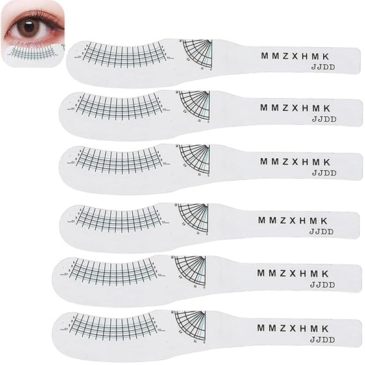 6 Pcs Eyebrow Ruler, Disposable Eyelash Measuring Ruler Eyelash Stencils Ruler Eyelashes Length Curling Degree Ruler Professional Lashes Symmetrical Positioning Extension Styling Tool