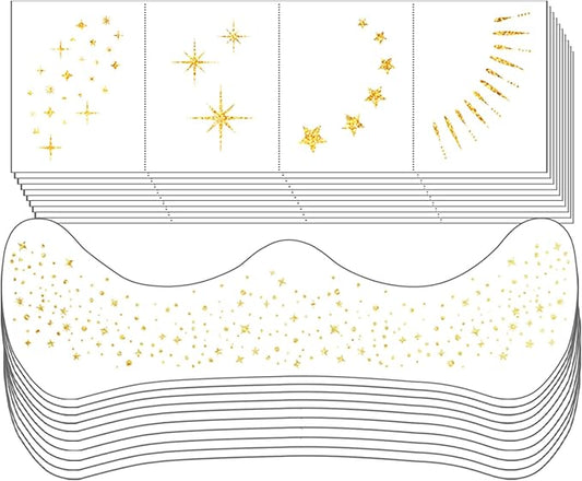 20 Sheets Glitter Freckles Face Tattoo Gold Glitter Freckles Temporary Face Tattoos Makeup Patches,Face Glitter Patches,Face Glitter Freckles Tattoos for Women
