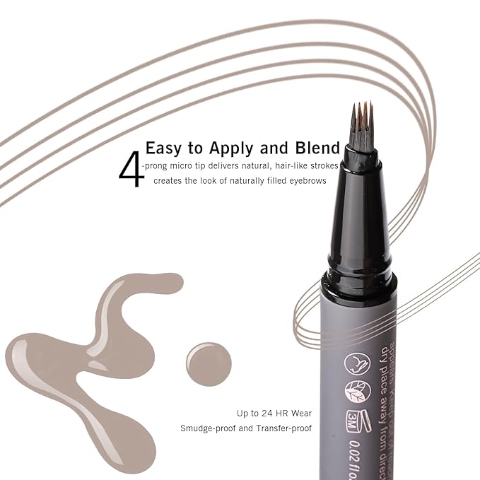 Gray Eyebrow Pencil for Older Women & Light Gray Eyebrow Pencil for Older Women with 4-Prong Precision Tip