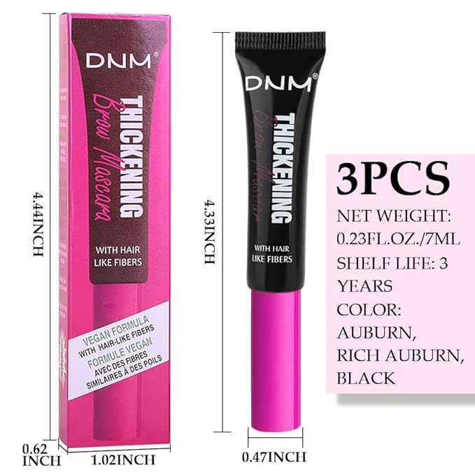 Tinted Thickening Brow Mascara,Brow Fast Sculpt,Waterproof, Transfer-proof, Brush to Fill in Eyebrows and Cover Gray Hairs - Cruelty Free (3pcs 03 Auburn &04 Rich Auburn &08 Black)