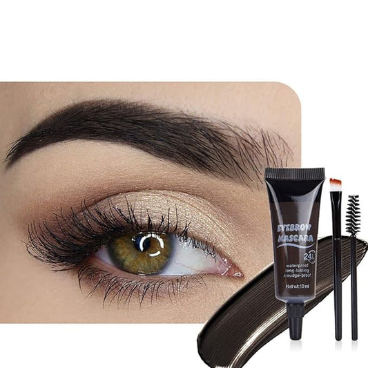 Tinted Thickening Eyebrow Mascara with Two Eyebrow Brushes,Brow Fast Sculpt,Waterproof,Transfer-proof,Eyebrow Tinting Kit- Cruelty Free - Light Medium Brown (1 Pack) (1Pc 04#Black)
