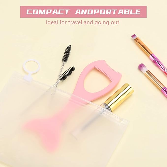 Tbestmax 2 in 1 Mascara Eyeliner Guard, Silicone Mascara Lash Shield Applicator, Eyelash Comb Pink 2 Pcs