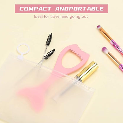 Tbestmax 2 in 1 Mascara Eyeliner Guard, Silicone Mascara Lash Shield Applicator, Eyelash Comb Pink 2 Pcs