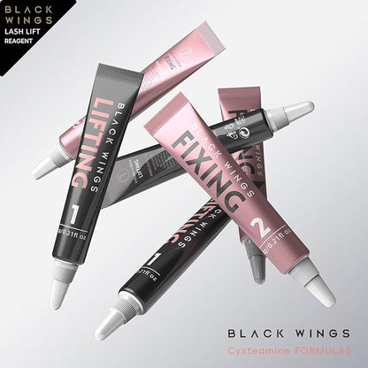 BLACKWINGS 2-in-1 Lash Lift Kit Brow Lamination Kit, High-capacity Lotion Tube Design Eyelash Perm Kit Perm & Setting Lotion for Salon or Home Use