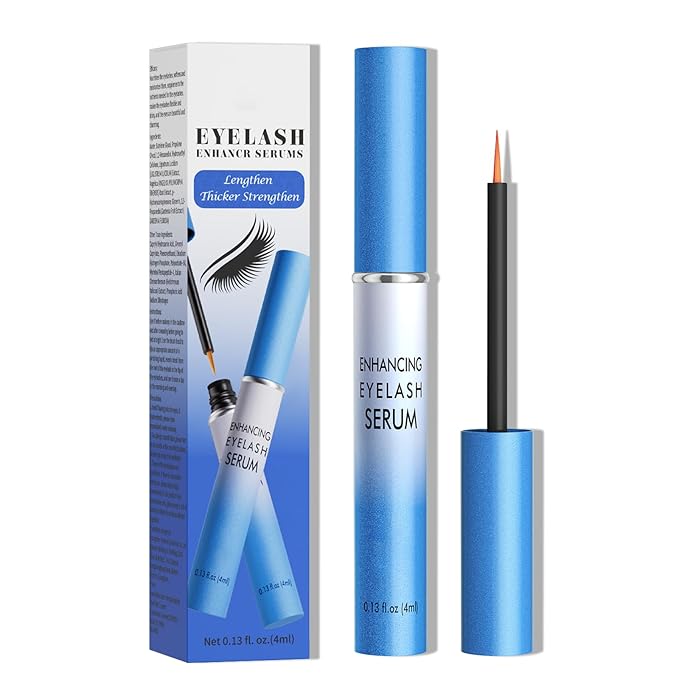 Lash Serum, Rapid Eyelash Growth Serum, Eyelash Serum for Eyelash Growth Thickness, Stronger, Healthier Lashes & Brows, Longer, Fuller, and Thicker Lashes, Vegan & Cruelty-Free (Light Blue 4ML)