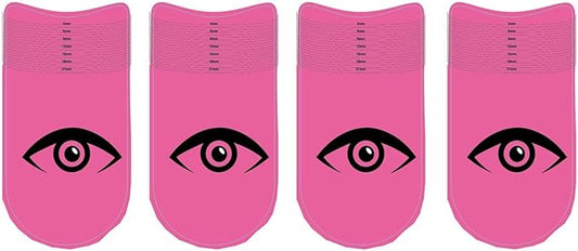 4Pcs Pink Eyelash Ruler, Eyelash Stencils Ruler for Measure Eyelashes LengthEyebrow Lash Measuring Tool Beauty Tools Professional Eyelash Stencils Ruler Symmetry Curling Makeup Eyes