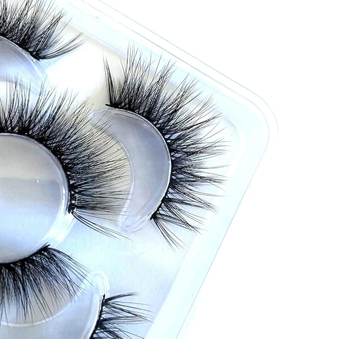 Sunniess False Eyelashes 8D Faux Mink Lashes 100% Handmade Reusable Natural Look Fake Eye lashes Cat-Eye Fluffy Wispy Lashes Dramatic Long Thick Volume Soft Lashes Packs