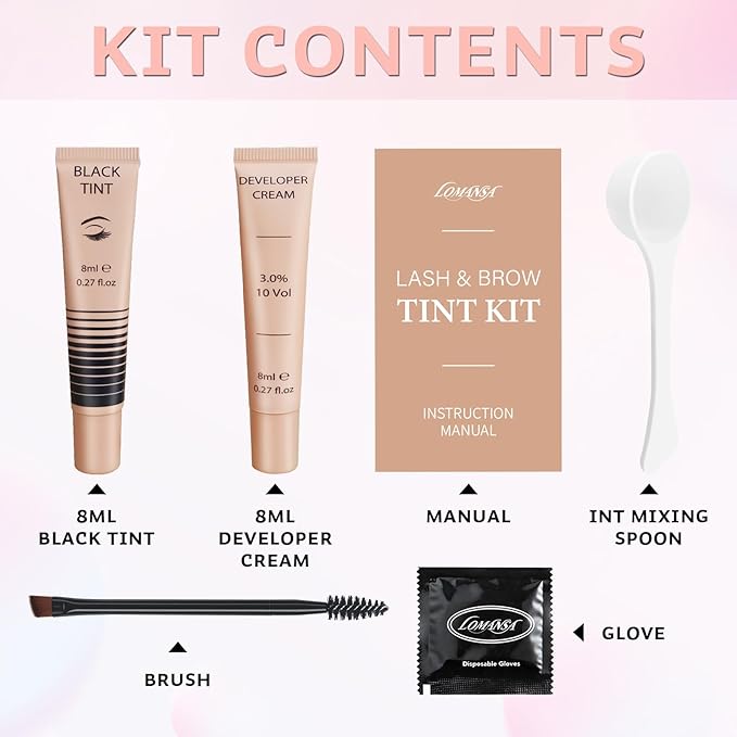 Lash Color Kit Eyelash Color Set Natural Black Brow Color Effects Lasts up to 4 Weeks Voluminous Keratin Fast Coloring for Newbies & Pros