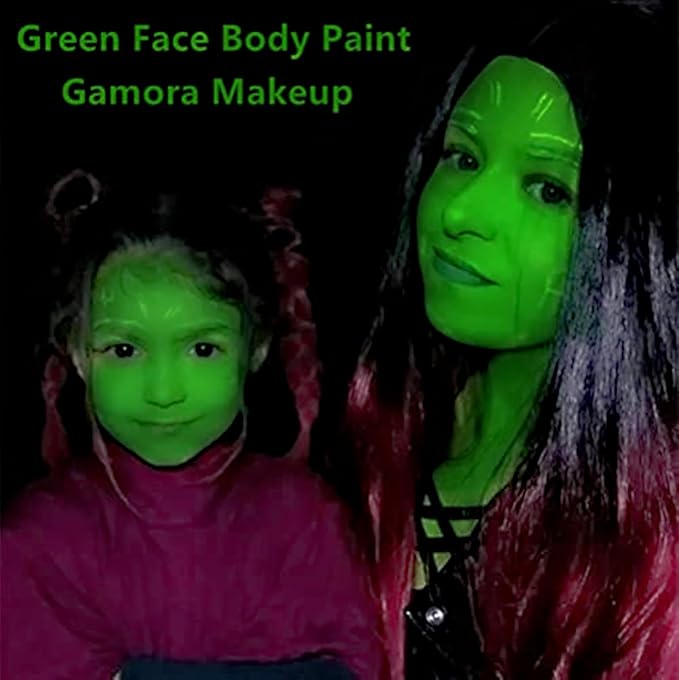Go Ho Green Body Paint Washable (2.37 oz),Water Based Cream Green Face Paint,Hulk Witch Gamora Makeup,Green Full Face Body Paint for Halloween&St Patricks Day Accessories