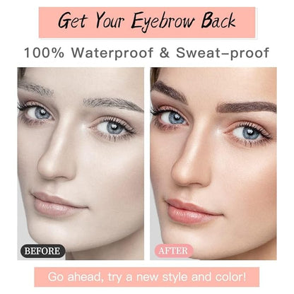 Eyebrow Tattoo Stickers 84 Pairs, 8 Sheets Temporary Tattoo Peel Off Sticker Waterproof 6D Hair-Like False Instant Transfer False Brows (12 Brown Eyebrows - Arched & Thin & Long & Thick)