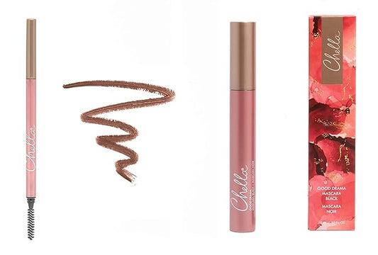 Chella Good Drama Vegan Mascara and Eyebrow Pencil Bundle, Tantalizing Taupe