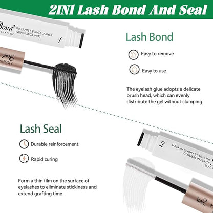 Lash Extension Kit DIY Individual Lash Clusters(280Pcs 40D Mix 12-18mm) with Lash Bond and Seal USB Portable Lash Fan 150ml/5.07fl.oz Lash Shampoo Tweezers Applicator Mascara Brush (Original B)