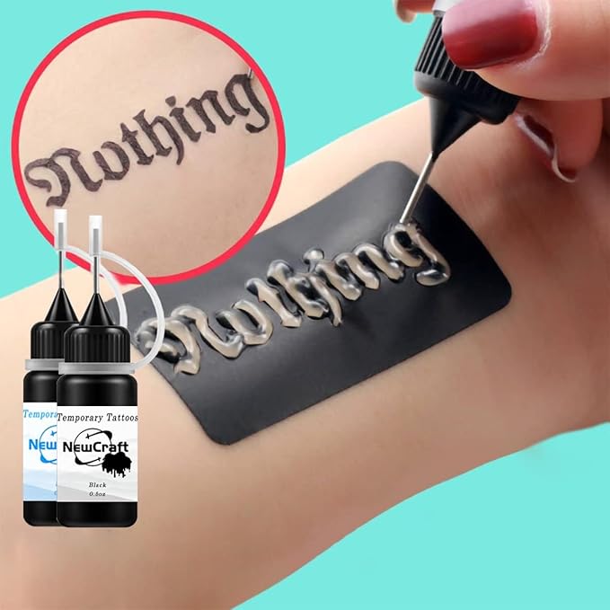 Temporary Tattoo Kit, Makeup Inks, Freckles Gel for Art Markers, 102 Patterns Fake Tattoos stencils DIY for Men Women - 3 Bottles (Brown)