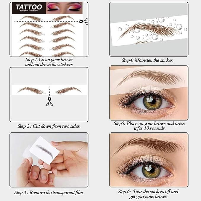 40 Pairs 6D Hair-Like Eyebrow Stickers Waterproof Natural Fake Tattoo Eyebrows Transfers Temporary Brow Tattoo Peel Off Grooming Shaping Sticker for Woman Makeup Tool