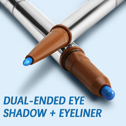 Glitter Eyeshadow Stick, Dual-Ended Eyeshadow Pencil Eyeliner, Eyeshadow Powder and Smooth Eye Liner, Waterproof Makeup Crayon, Long Lasting Eye Brightening Stick