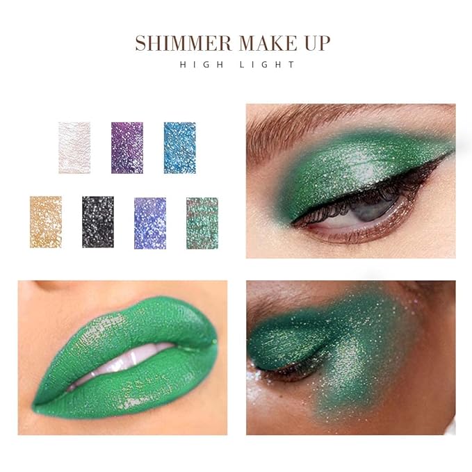 Kilshye Glitter Liquid Eyeshadow Shimmer Eye Shadow Metallic Eyeshadows High Pigment Eyes Shadow Long Lasting Waterproof Eyes Liquid Makeup for Women and Girls Pack of 1 (C- Green 18)