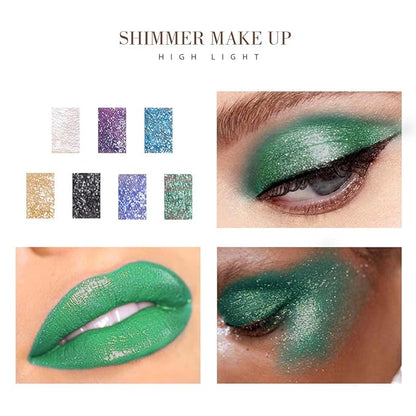 Kilshye Glitter Liquid Eyeshadow Shimmer Eye Shadow Metallic Eyeshadows High Pigment Eyes Shadow Long Lasting Waterproof Eyes Liquid Makeup for Women and Girls Pack of 1 (C- Green 18)