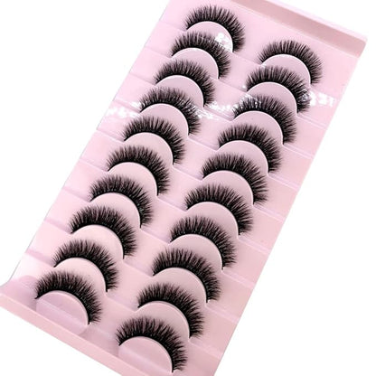 HBZGTLAD Soft Mink Eyelashes 3D Curl Winged End Eye Elongated Fake Lashes Thick Handmade Natural False Eyelash Messy Cross Lash Wholesale (FT-02)