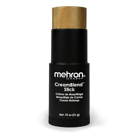 Mehron Makeup CreamBlend Stick | Face Paint, Body Paint, & Foundation Cream Makeup | Perfect for Halloween .75 oz (21 g) (Gold)