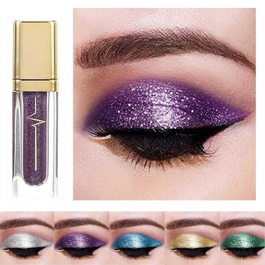Kilshye Glitter Liquid Eyeshadow Shimmer Eye Shadow Metallic Eyeshadows High Pigment Eyes Shadow Long Lasting Waterproof Eyes Liquid Makeup for Women and Girls Pack of 1 (A- Purple 4)