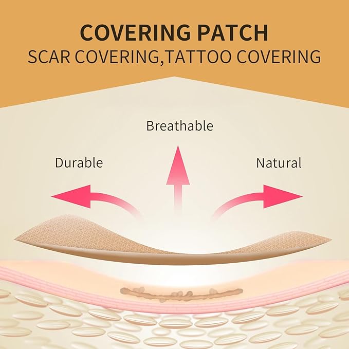 Tattoo Cover Up,Scar Cover Stickers Tape,Waterproof Ultra Thin Patch Pads Concealer Body Leg Bruise Stretch Scar Dark Spots Vitiligo Skin Makeup,Long Lasting Invisible Tattoo Flaw Conceal Patch - 6PCS