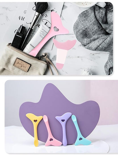 Eyeliner Stencils 2Pcs Reusable Silicone Makeup Stencil for Beginners Multifunctional Eyeliner Aid Mascara Shield Easy to Use - Pink