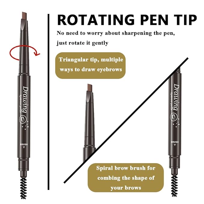 2 Different Eyebrow Cream,Eyebrow Pencil, with Eyebrow Brushes, Eye Makeup Long Lasting Waterproof and Smudgeproof Natural Looking Brows(Brown)
