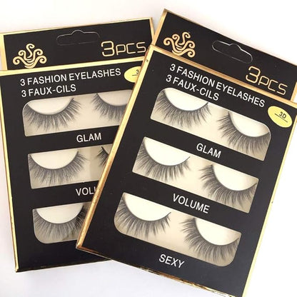 Sunniess False Eyelashes 8D Faux Mink Lashes 100% Handmade Reusable Natural Look Fake Eye lashes Cat-Eye Fluffy Wispy Lashes Dramatic Long Thick Volume Soft Lashes Packs