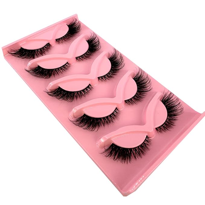 HBZGTLAD New 3D Cat-Eye Mink Eyelashes Curled Winged Natural Realistic Messy End Eye Elongated Thick False Eyelashes Soft Fake Eyelashes (V2)