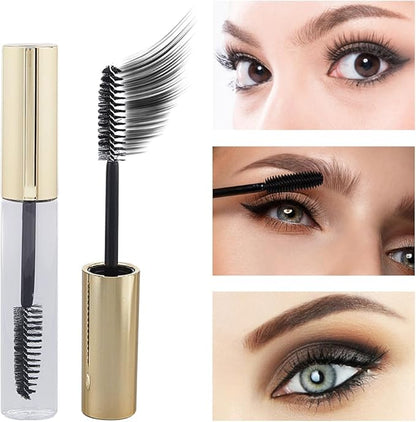 GORGECRAFT 10Pcs 10ml Empty Mascara Tube Bottle Transparent Plastic Eyelash Wand Containers Bottles with Rubber Inserts 4Pcs 2ml Dropper 2Pcs Mini Funnel Hopper for Castor Oil DIY Cosmetics Kit Gold