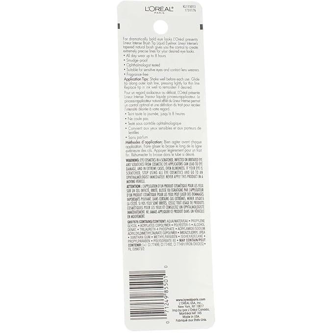 L'Oreal Paris Lineur Intense Brush Tip Liquid Eyeliner, 710 Black (Pack of 2)