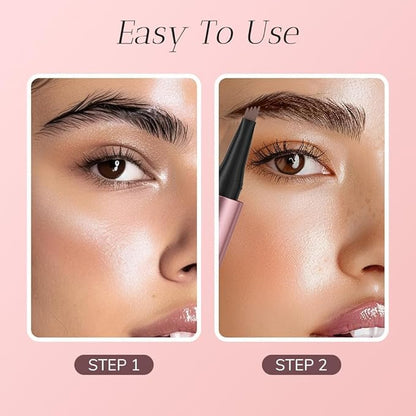 3D Waterproof Microblading Eyebrow Pencil Contouring Pen, 4 Tip Microblade Eyebrow Pen, Natural Makeup Fine Stroke Magic Eyebrow Pencil with 4 Micro-Fork Tip (Dark Brown)